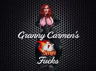 Granny Carmen masturbates to orgasm in lingerie.
