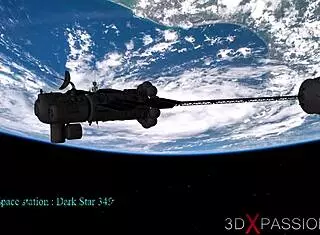 Sci-fi android rides hot young blonde in earth orbit anime play.