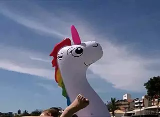 My husband and I have fun on the beach