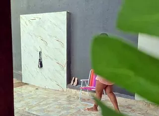i caught my hot neighbor showering in the backyard after the beach