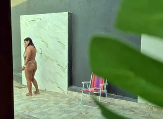 i caught my hot neighbor showering in the backyard after the beach