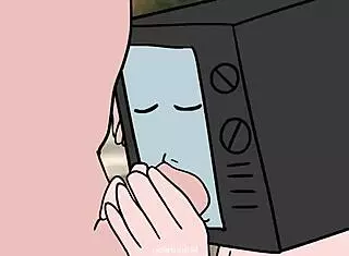 tv woman and cameraman exchange wild oral action in cartoon scene