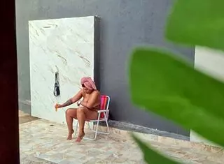 i caught my hot neighbor showering in the backyard after the beach