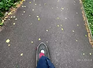 Public park fun with 18-year-old brunette and huge dick