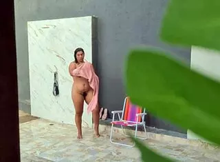 i caught my hot neighbor showering in the backyard after the beach