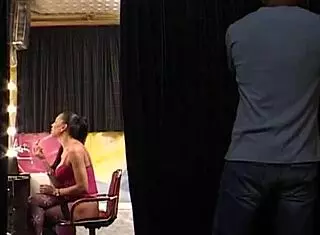 Ebony shemale with big lips and tits cums in cumshot