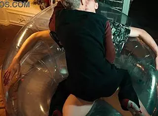 Two Sweet Guys Share Inflatable Chair!