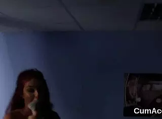 Wow, flirty peach swallows all the cum on her face!