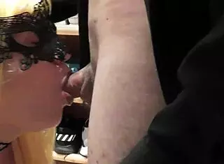 Blonde sucks monster cock and swallows cum