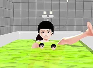 Kokoa kleedt zich volledig uit in stoomachtige anime bad scène