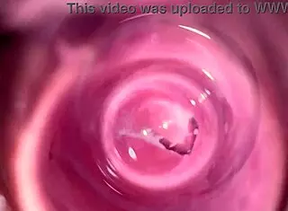 Camera explores deep inside Mia’s creamy teen pussy for close-up view