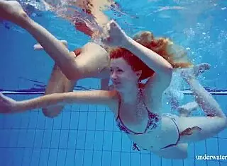 Marusia and Melisa Darkova Strip Underwater in Bikini Lesbian Show!