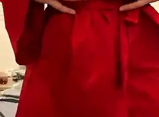 brunette in red lingerie plays with herself petite teen