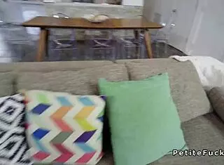 Petite teen 18+ gags on huge cock in POV blowjob scene