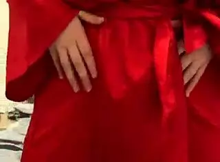 brunette in red lingerie plays with herself petite teen