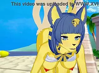 Ankha from Animal Crossing on the Beach