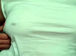 busty milf wetting t-shirt without bra?