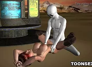 Busty 3D Babe Screwed by Alien Creature