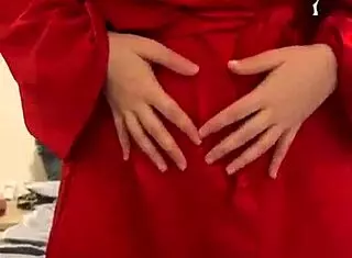 brunette in red lingerie plays with herself petite teen