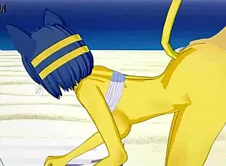 Ankha from Animal Crossing on the Beach