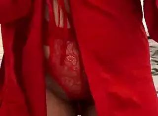 brunette in red lingerie plays with herself petite teen