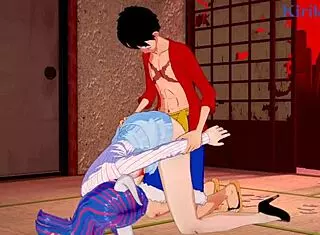 ulti and ms valentine with monkey d luffy in intense one piece hentai