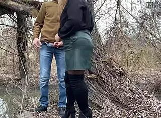 Squeeze stepmother-in-law's fat ass in leather skirt!