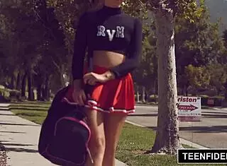 Teenfidelity Cute Cheerleaders Liza Rowe Shakes Her Pom Poms!