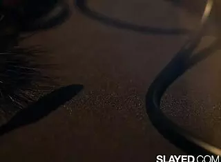 Domme Lumi gags and binds naughty sub Vanessa for intense scissoring