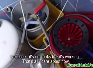 euro girl next door strips nude for cash