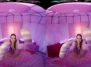 Vrallure's solo pov masturbation with hairy petite blonde using toys