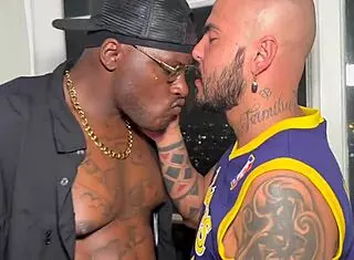 Daddyblack and Petrick Garcia engage in intense gay sex with monster cocks and anal action