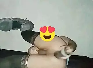 Analwhore Sofiblack Crossdressed Slut Enjoys Her Dildo Bent Over