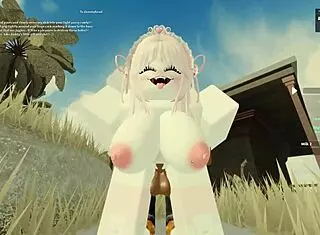 in this roblox-inspired video, beautiful slut takes monster cock deep in ass and throat