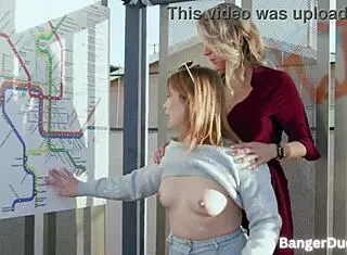 Katie and Ginger get their big tits fucked hard by lucky guy