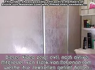 Blonde's first anal in shower