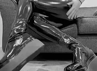 Fetish Boots and Heels in Latex Gloves with Shiny Leggings?