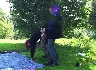 Horny neighbor's redhead ass fucked in public