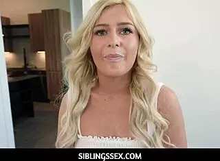Blonde Step Sister Orgasms Riding Dick