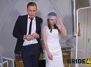 Hairless shaved czech brunette bride fucks before wedding in cheating slut scene.