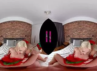 Two Blonde Elves Engage in Bisexual Christmas Fun