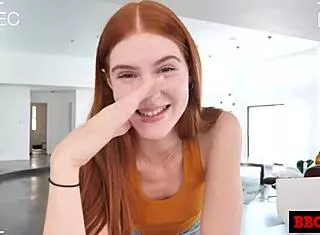 ginger teen's tight pussy grips poolboy's big black cock