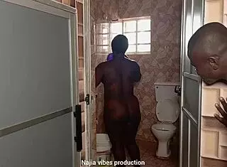 quickie with my boss's daughter in the bathroom, doggystyle, bent over, and squirting