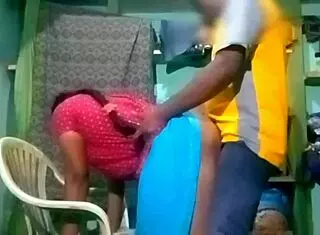 Village teacher and student in bathroom doggy style