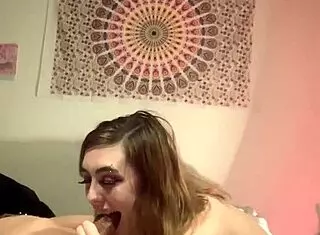 Evil Femdom Gives Monster Cock Blowjob