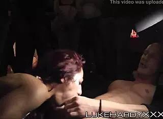 I watch spicy uk redhead riding cock at sex festival.