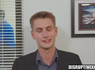 blonde guy sucks big cock in office reality