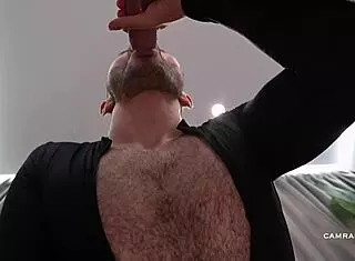 Gay guy trying to stretch his throat with dildo for deepthroat practice