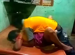Village teacher and student in bathroom doggy style