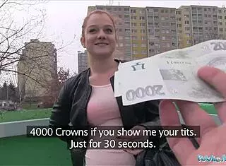 innocent ginger girl gets fucked over car bonnet by public agent